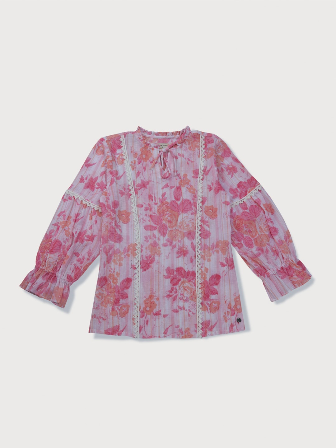 

Gini and Jony Tie Up Neck Floral Print Crepe Top, Pink