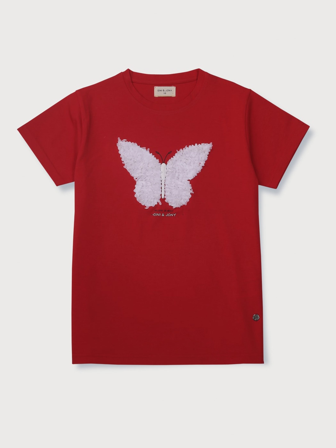

Gini and Jony Girls Round Neck Casual Top, Red