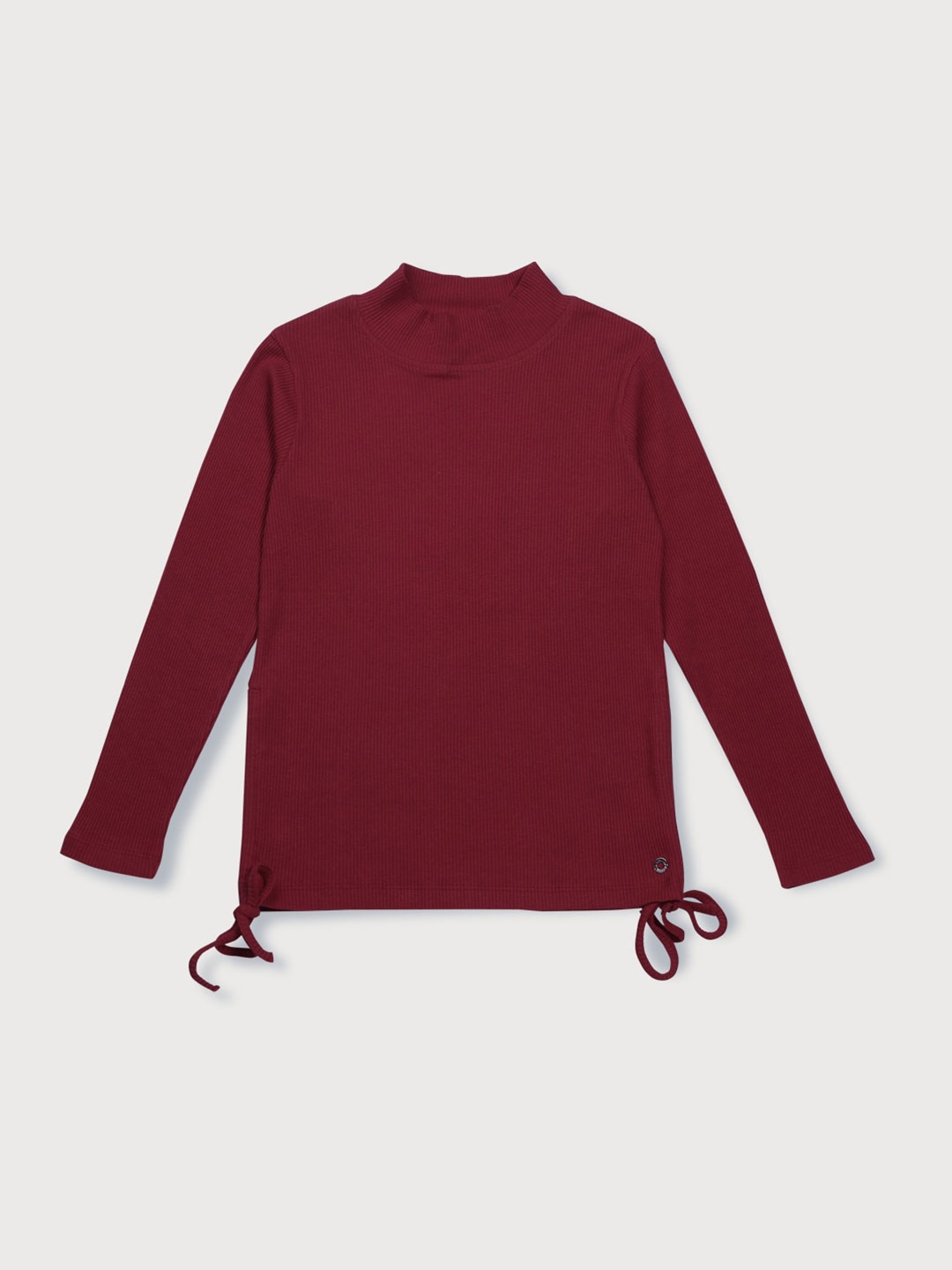 

Gini and Jony Girls Cotton High Neck Top, Maroon