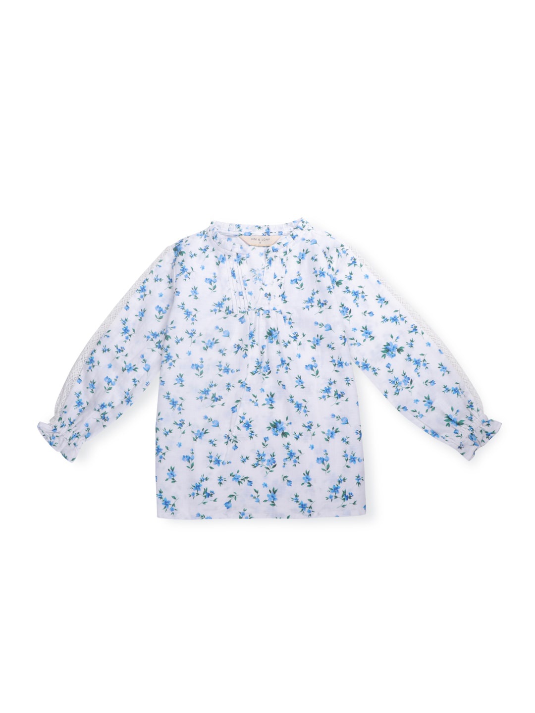 

Gini and Jony Infant Girls Floral Print Crepe Top, Blue