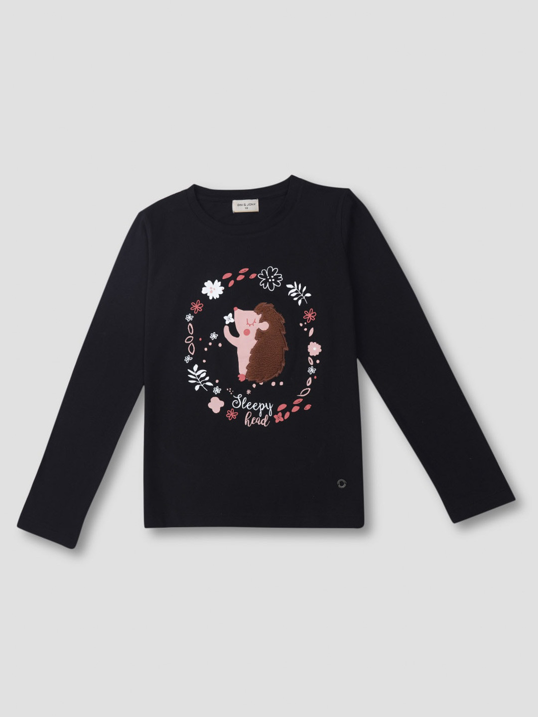 

Gini and Jony Girls Graphic Printed Cotton T-shirt, Black