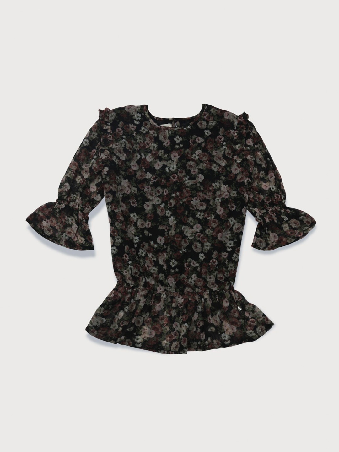 

Gini and Jony Girls Floral Printed Top, Black