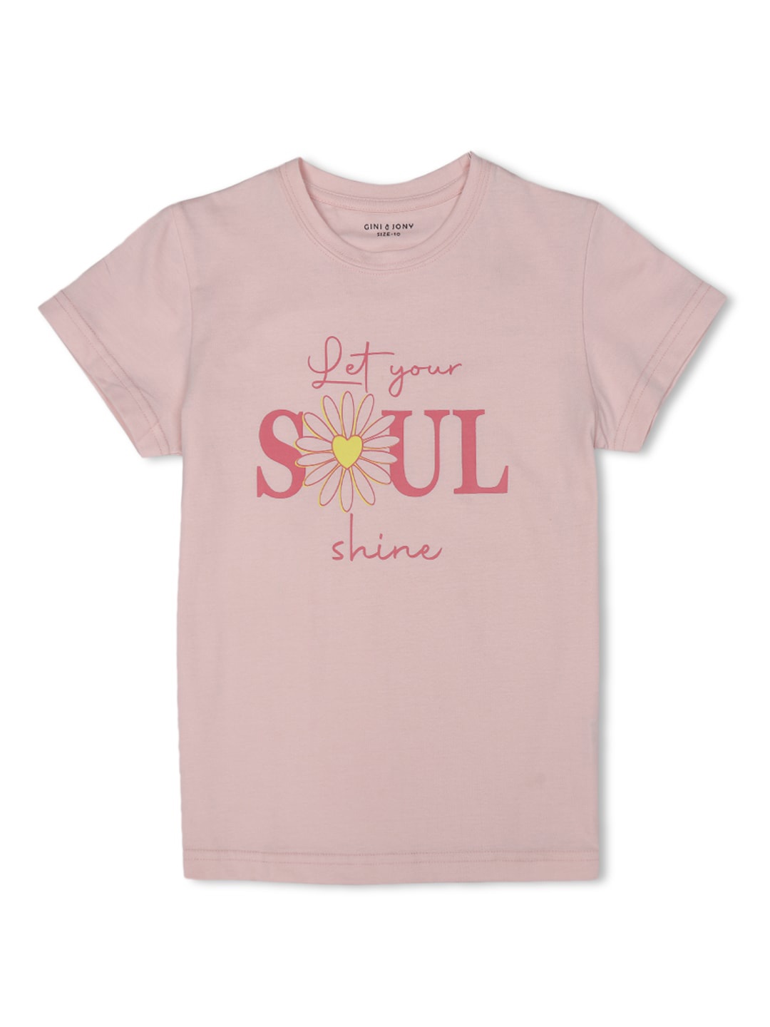 

Gini and Jony Girls Typography Printed Cotton Top, Pink