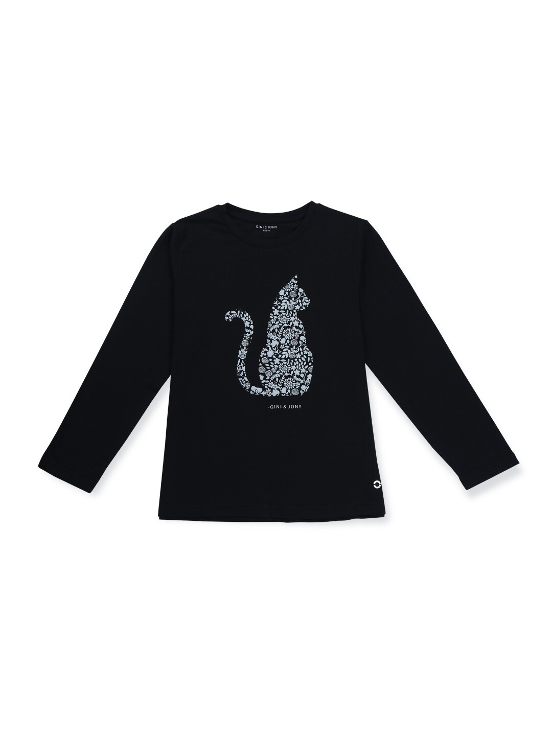 

Gini and Jony Girls Conversational Printed Cotton Top, Black