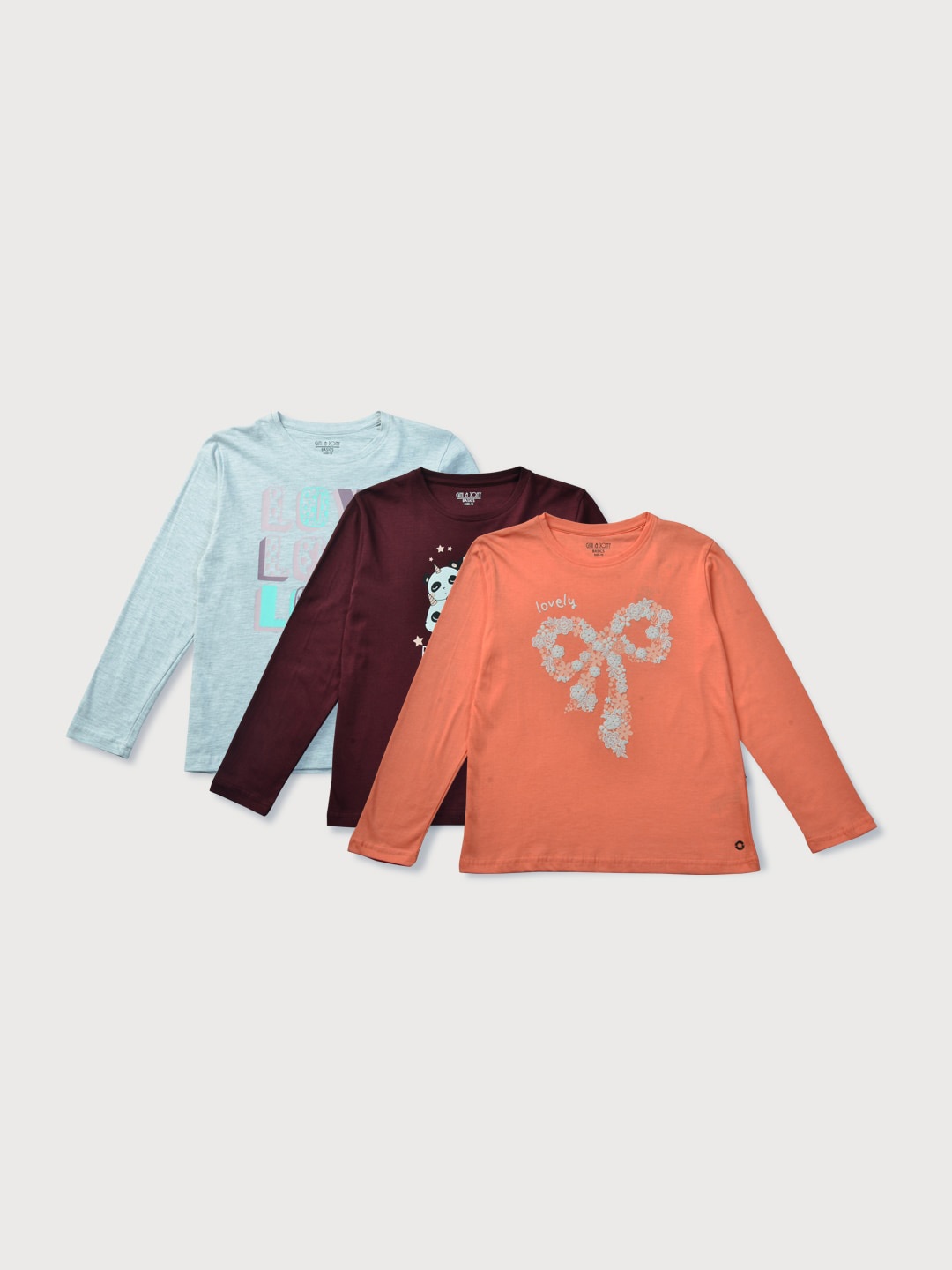 

Gini and Jony Infant Girls Pack Of 3 Conversational Printed Cotton Top, Orange