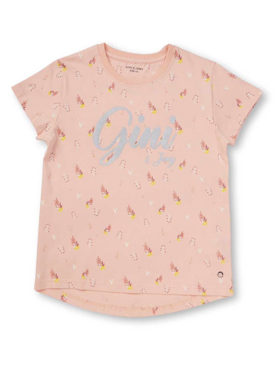 

Gini and Jony Floral Printed Cotton Top, Peach