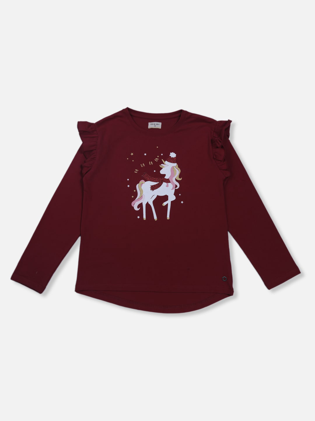 

Gini and Jony Girls Print Regular Top, Maroon