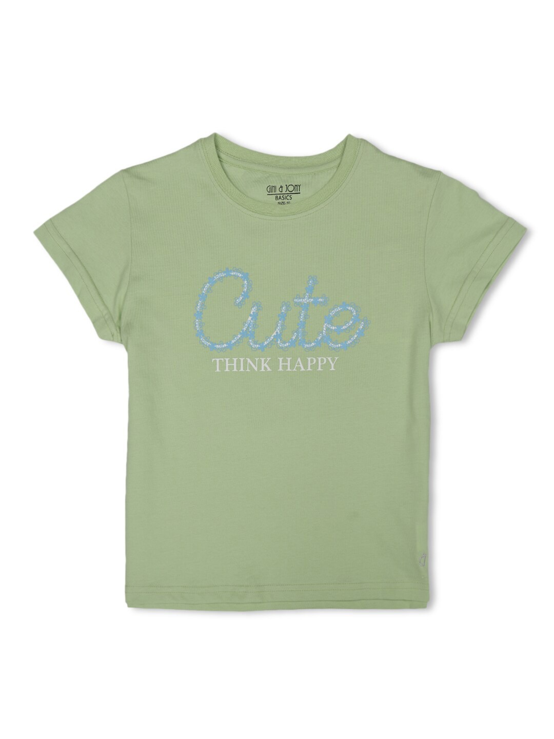 

Gini and Jony Typograpgy Printed Cotton Top, Green
