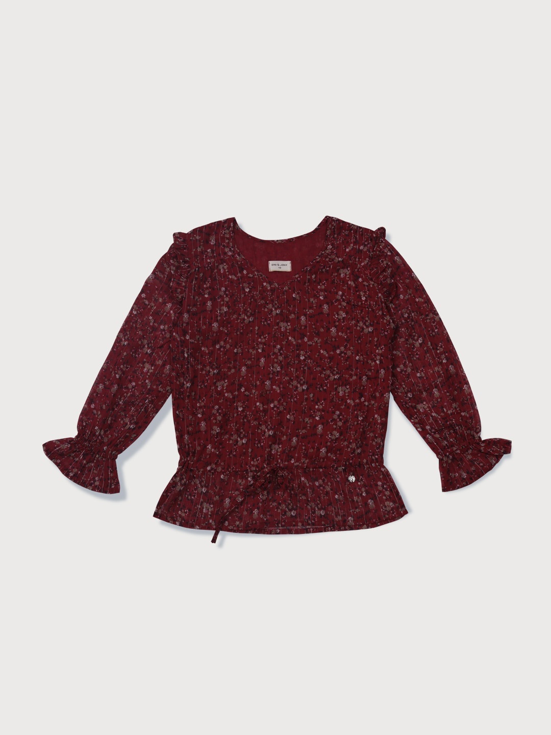 

Gini and Jony Floral Printed Blouson Top, Red