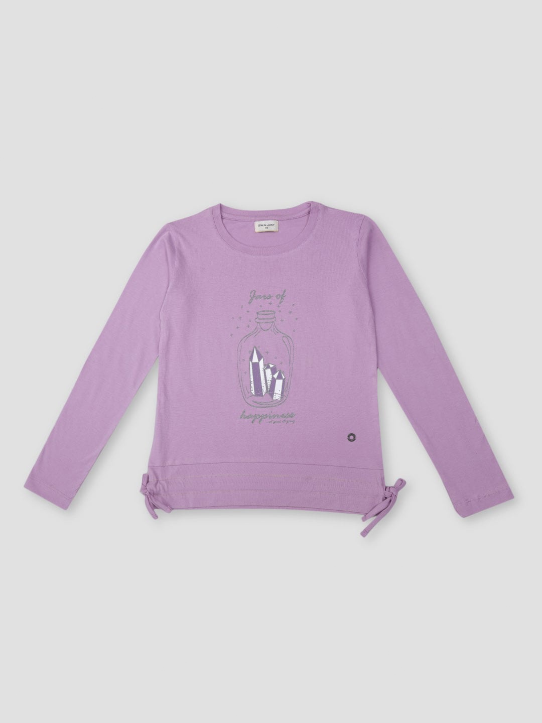 

Gini and Jony Girls Typography Printed Knitted Top, Purple