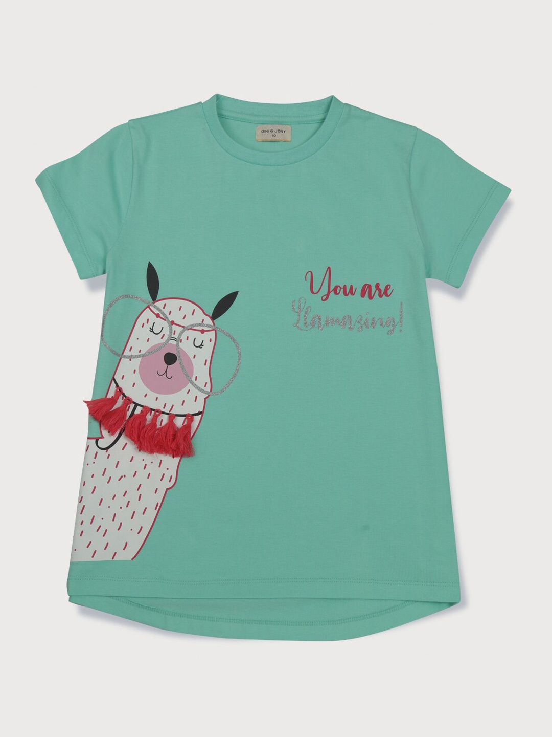 

Gini and Jony Infant Girls Graphic Printed Cotton Top, Green
