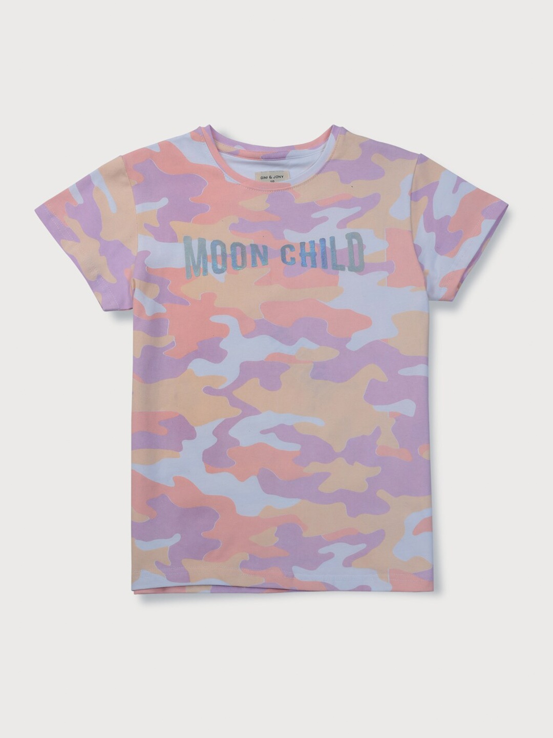 

Gini and Jony Girls Camouflage Printed Cotton T-Shirt, Pink