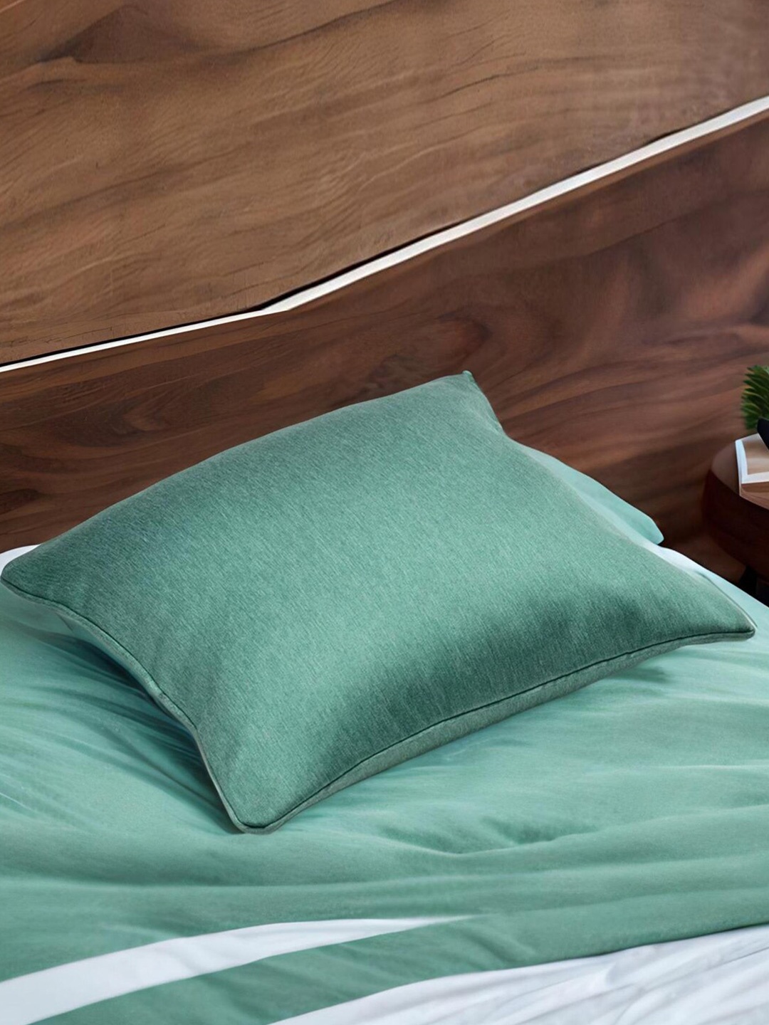 

Athome by Nilkamal Ariana Visto Green Solid Square Cushion Cover, Sea green