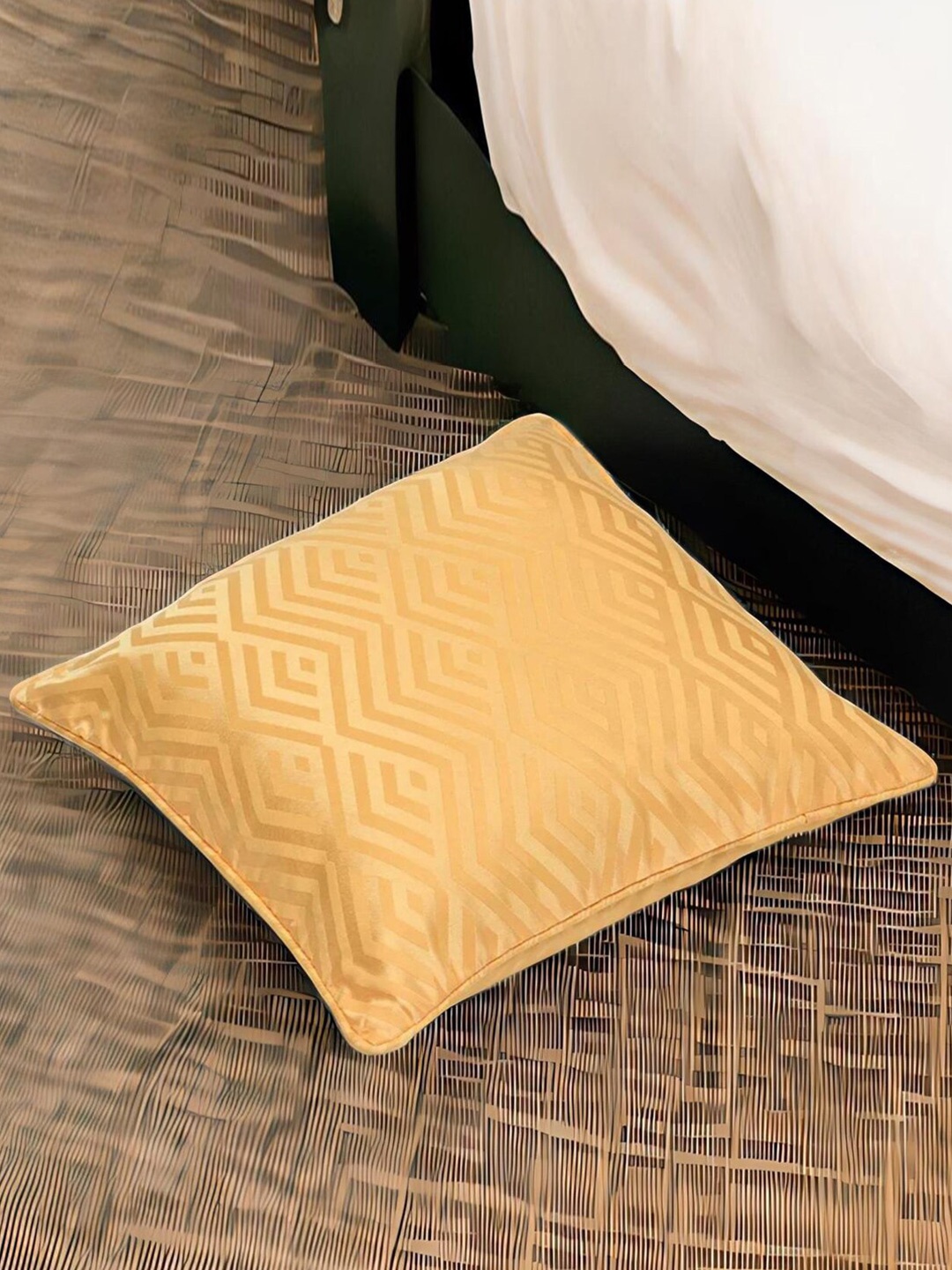 

Athome by Nilkamal Ariana Veera Jacq Biege Geometric Square Cushion Cover, Beige