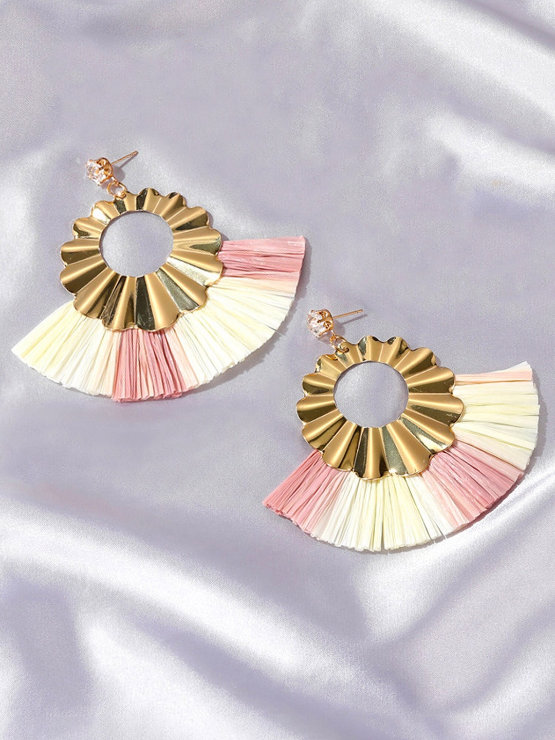 

Bellofox Gold-Plated & Pink Tasselled Drop Earrings