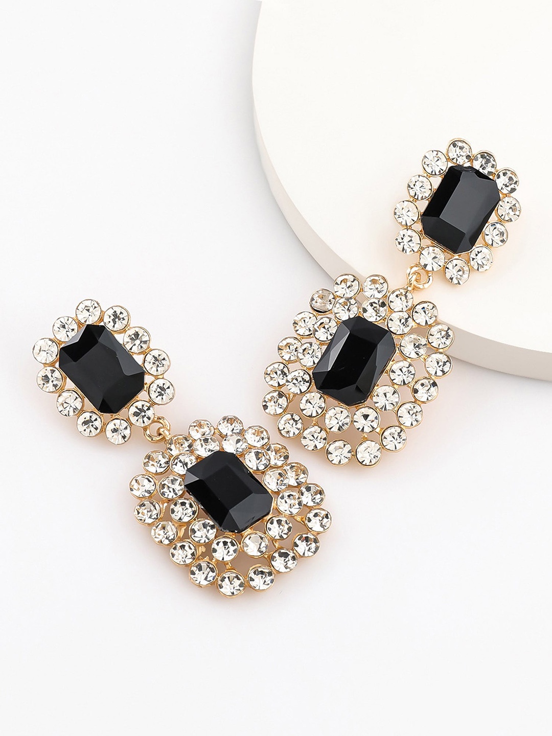 

Bellofox Black Contemporary Drop Earrings, Gold