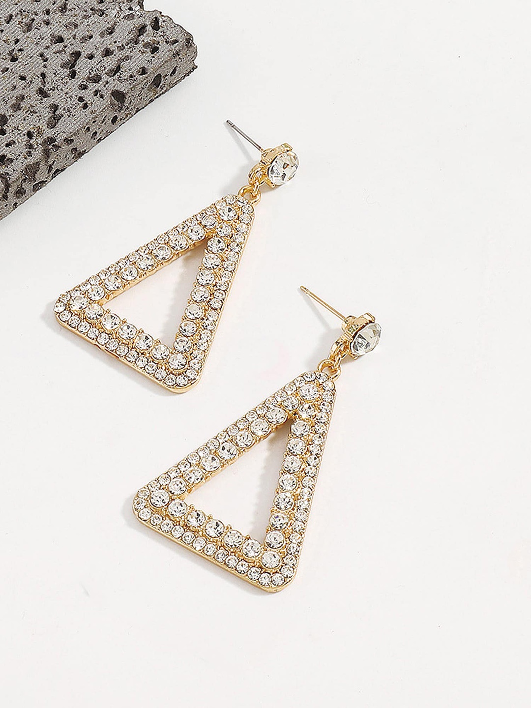 

Bellofox Gold-Plated Artificial Stones Contemporary Drop Earrings