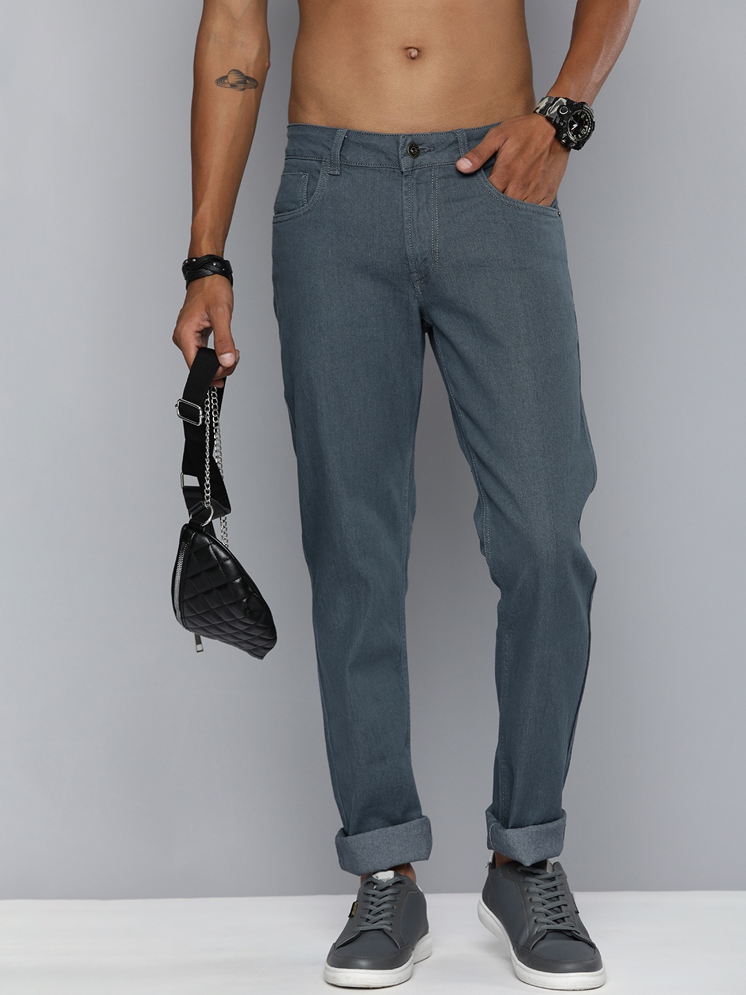 

R Code by The Roadster Life Co Men Micheal Slim Fit Stretchable Jeans, Grey