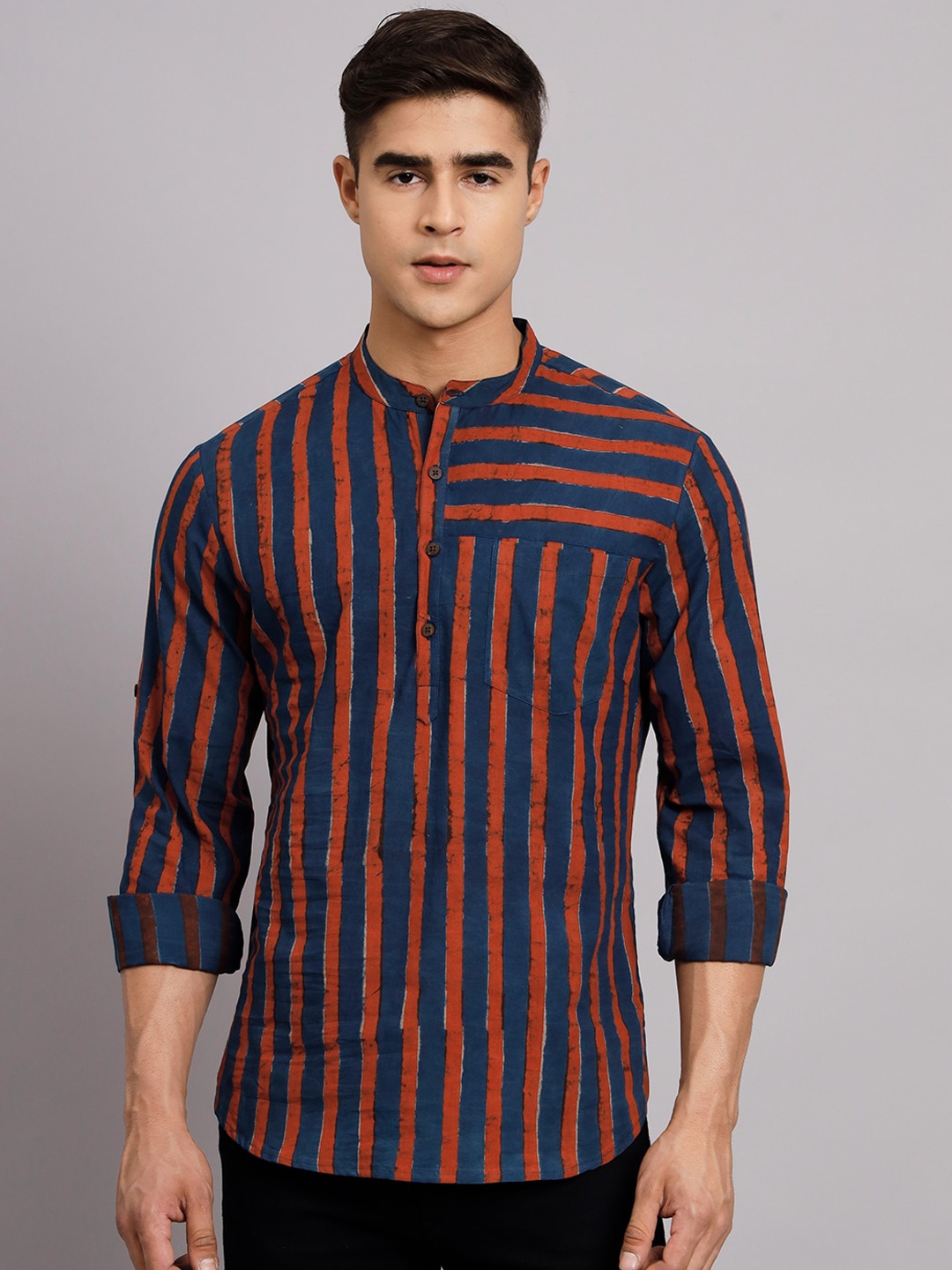

Sutidora Striped Pure Cotton Kurta, Blue