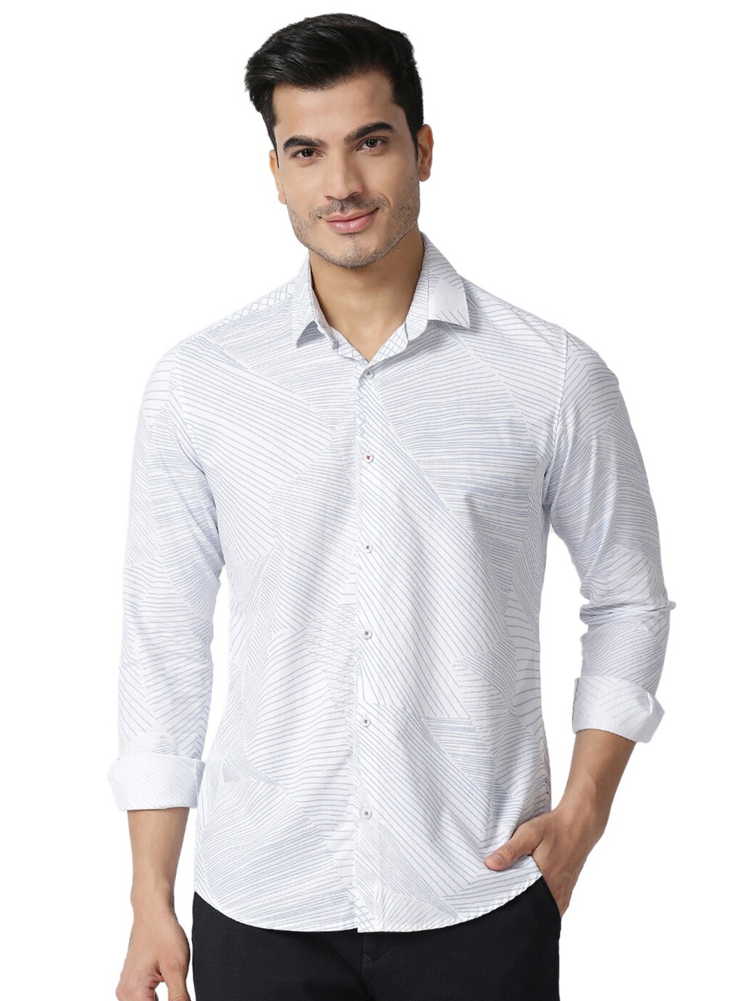 

Killer Spread Collar Printed Casual Shirt, White