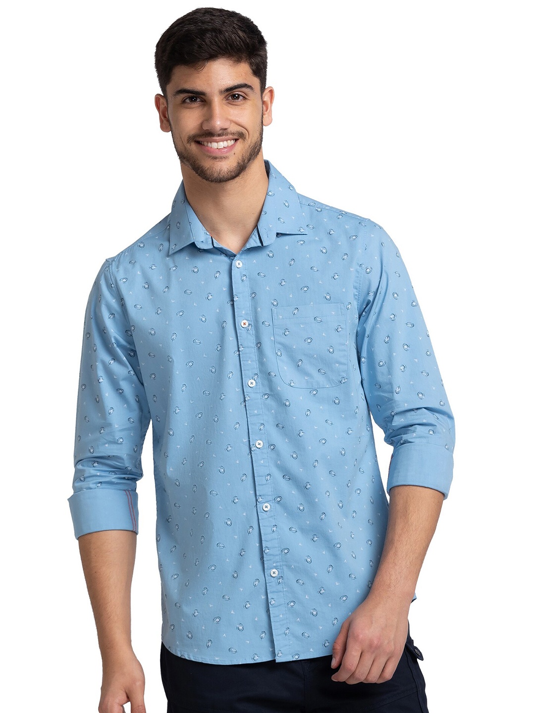 

Killer Spread Collar Printed Casual Shirt, Blue