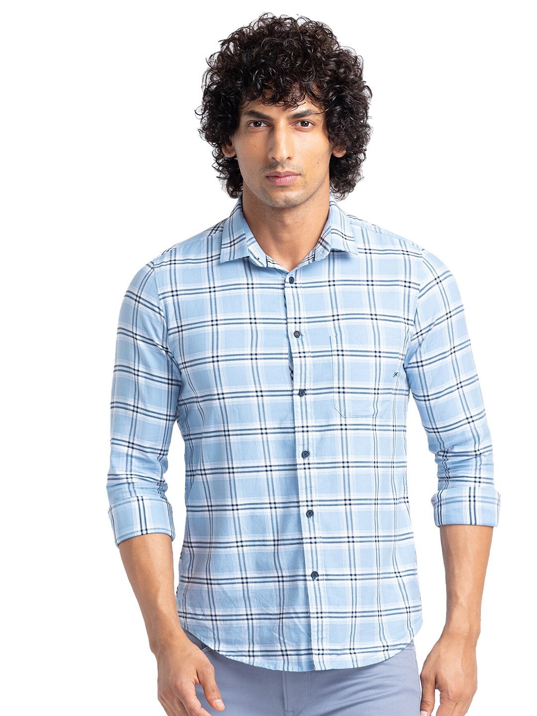 

Killer Opaque Checked Casual Shirt, Blue