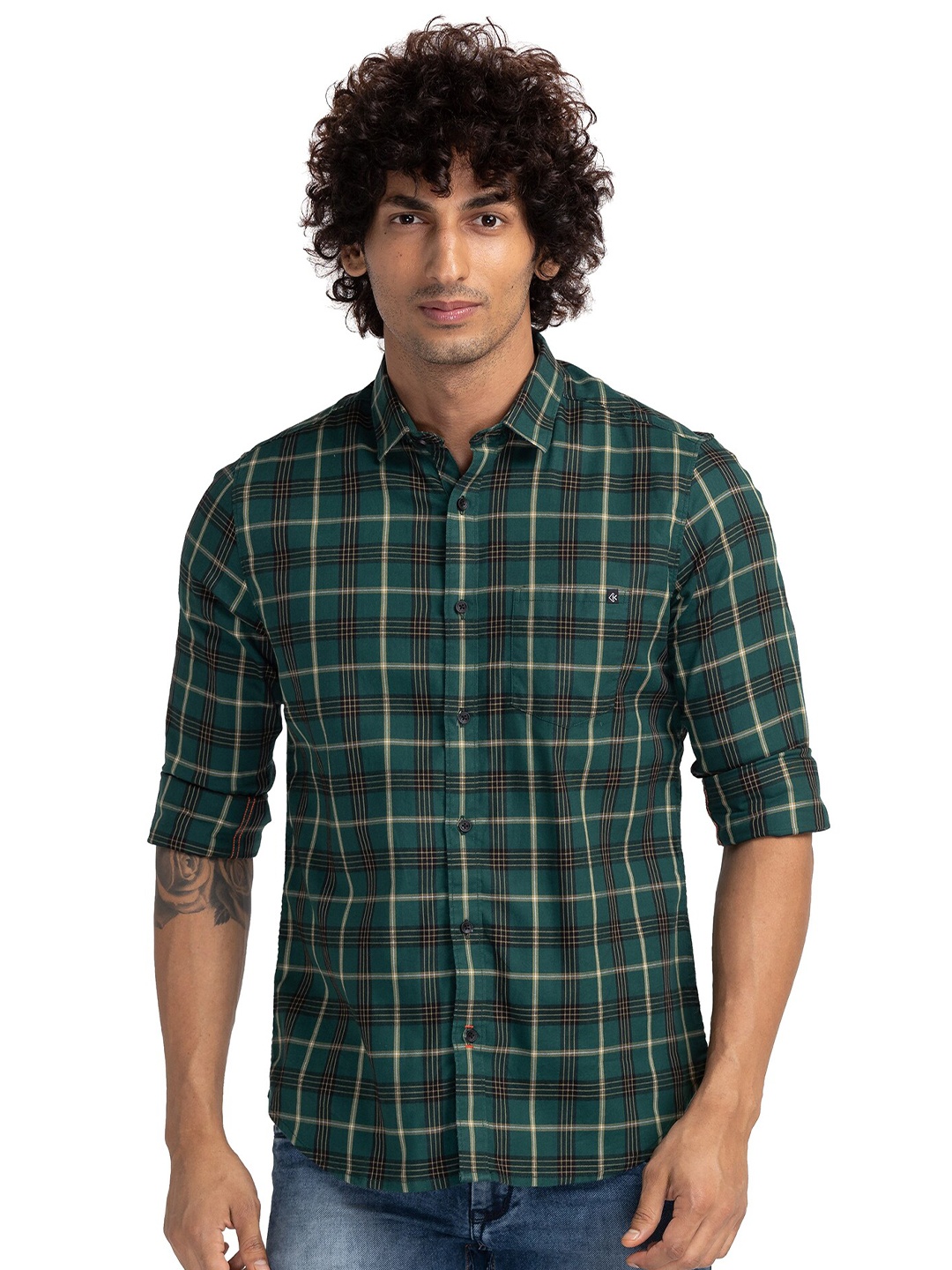 

Killer Tartan Checked Casual Shirt, Green