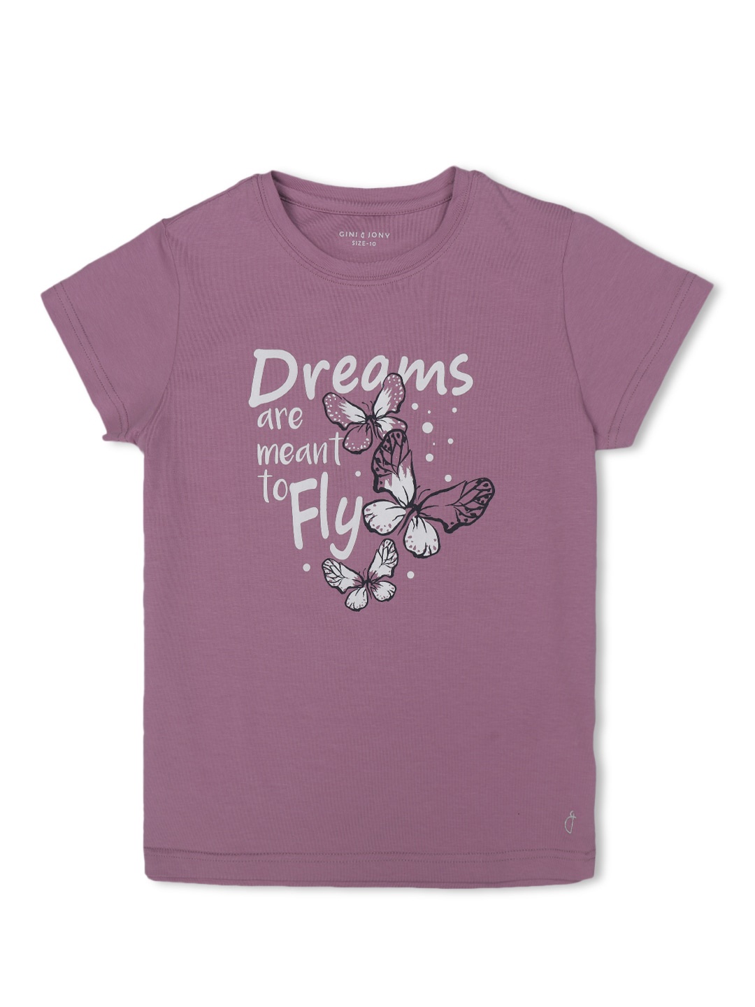 

Gini and Jony Girls Typography Printed Cotton T-Shirt, Purple