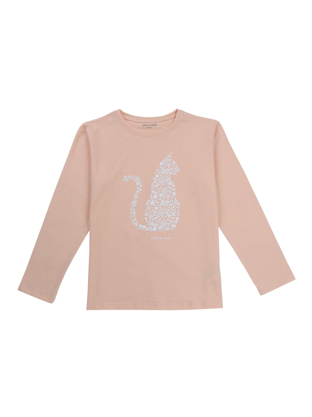 

Gini and Jony Girls Floral Printed Long Sleeves Cotton T-Shirt, Pink