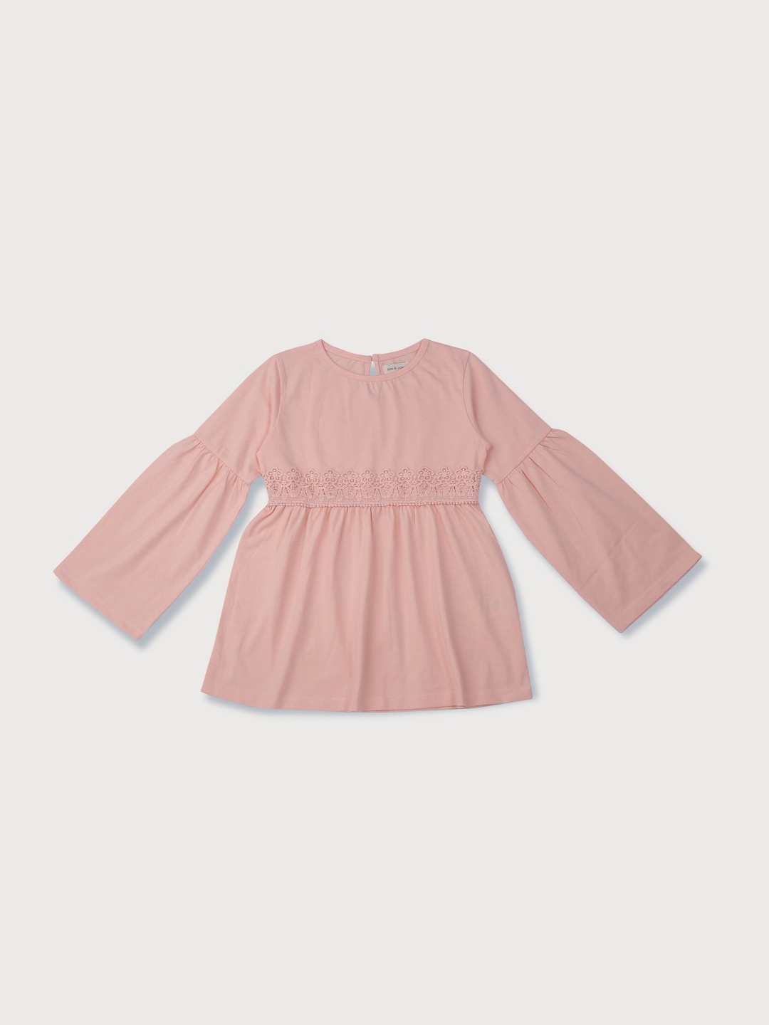 

Gini and Jony Girls Long Sleeves Cotton Empire Top, Peach