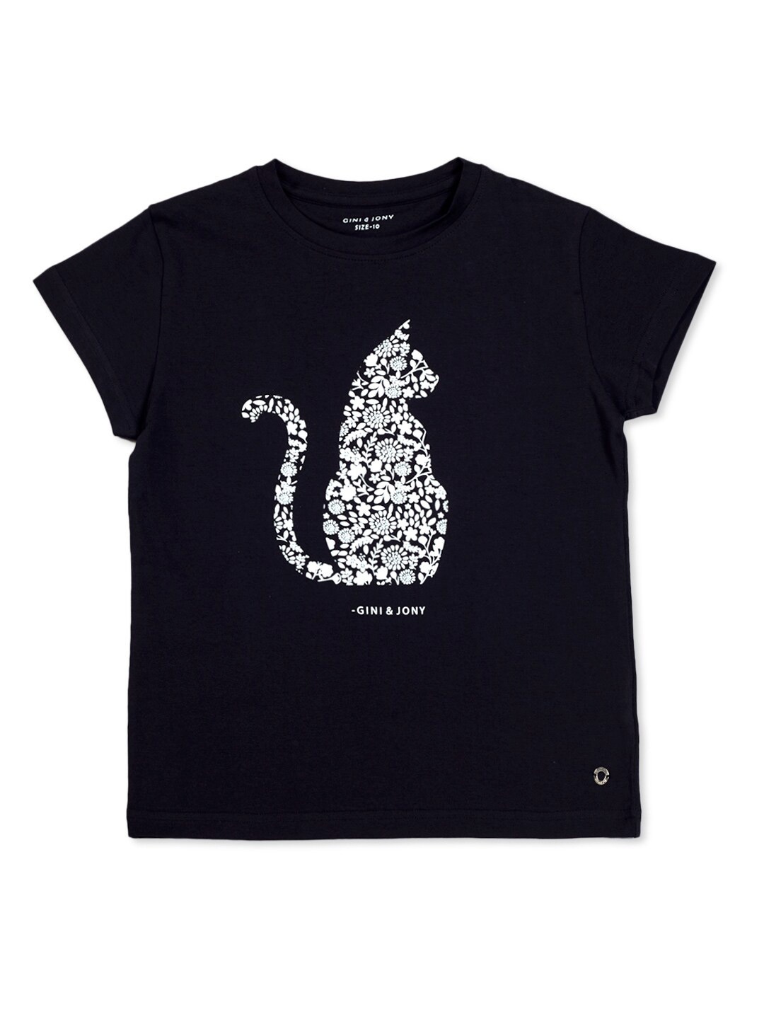 

Gini and Jony Infant Girls Graphic Printed Cotton T-Shirt, Black