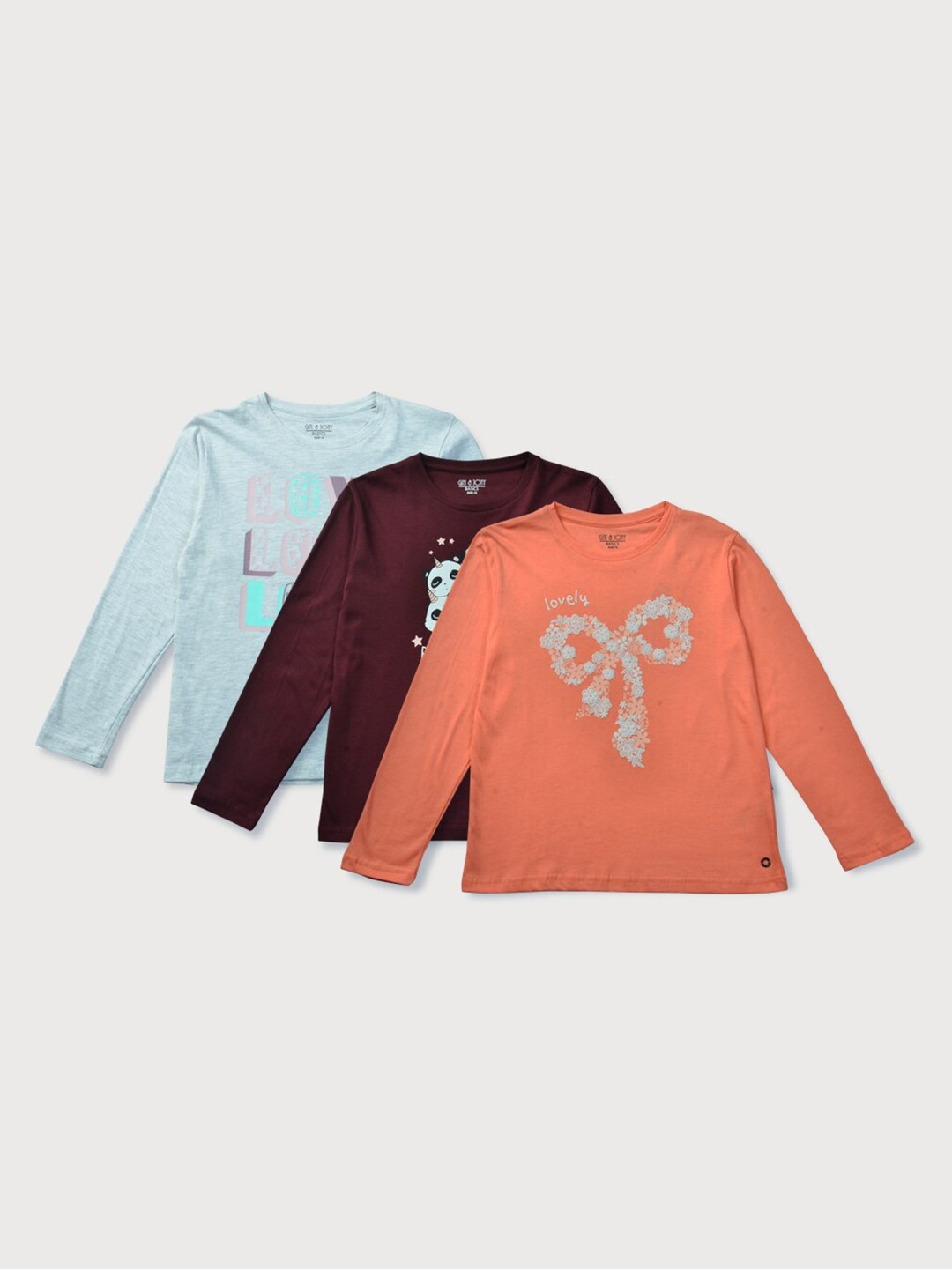 

Gini and Jony Infants Girls Pack Of 3 Printed Cotton Top, Orange
