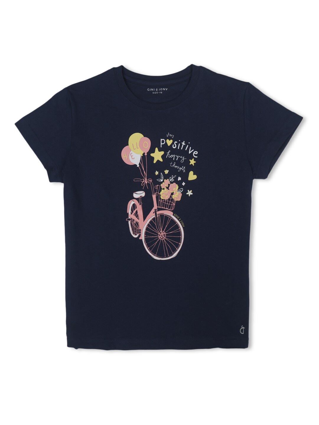

Gini and Jony Girls Print Cotton Top, Navy blue
