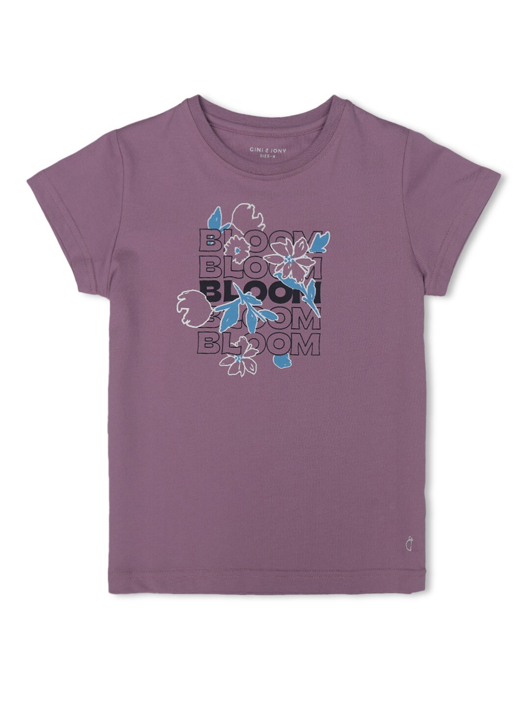 

Gini and Jony Girls Typography Printed Cotton Top, Purple