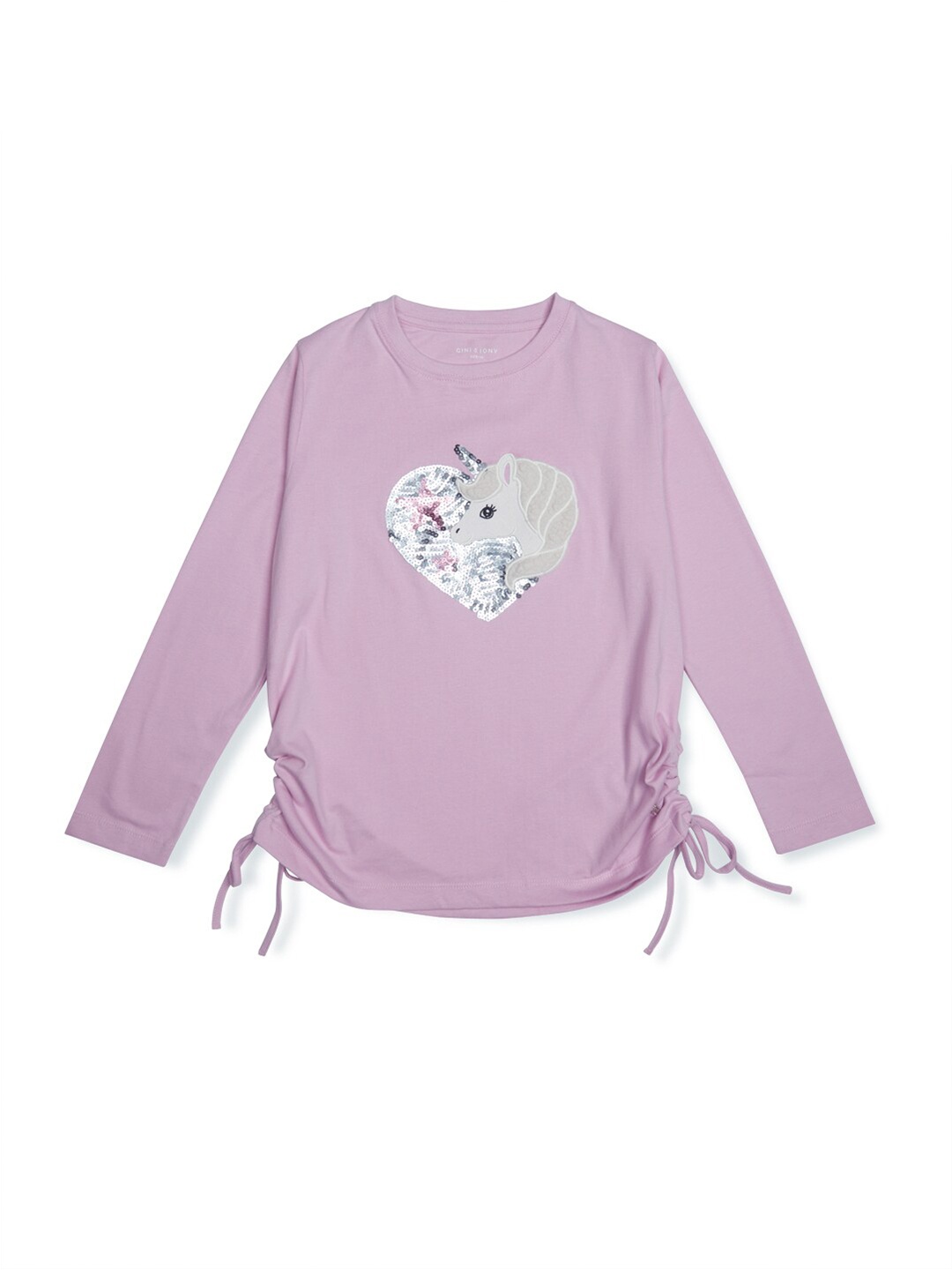 

Gini and Jony Girls Graphic Printed Cotton Top, Lavender