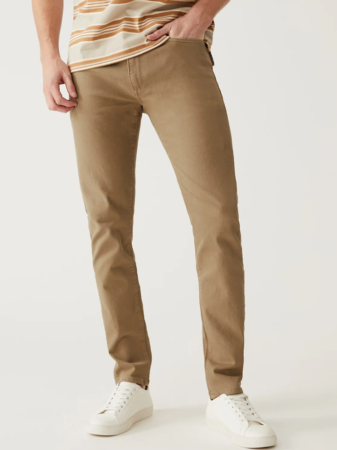 

Marks & Spencer Men Slim Fit Mid-Rise Jeans, Beige