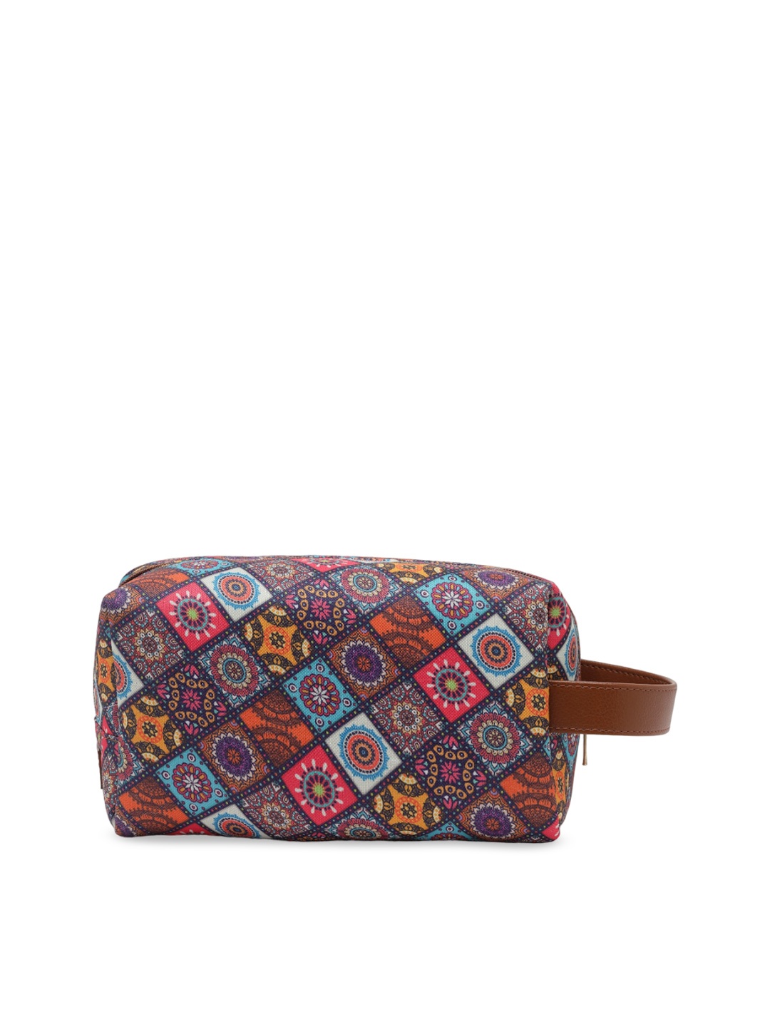 

AQUATAN Ethnic Motif Printed Travel Cosmetic Pouch, Brown