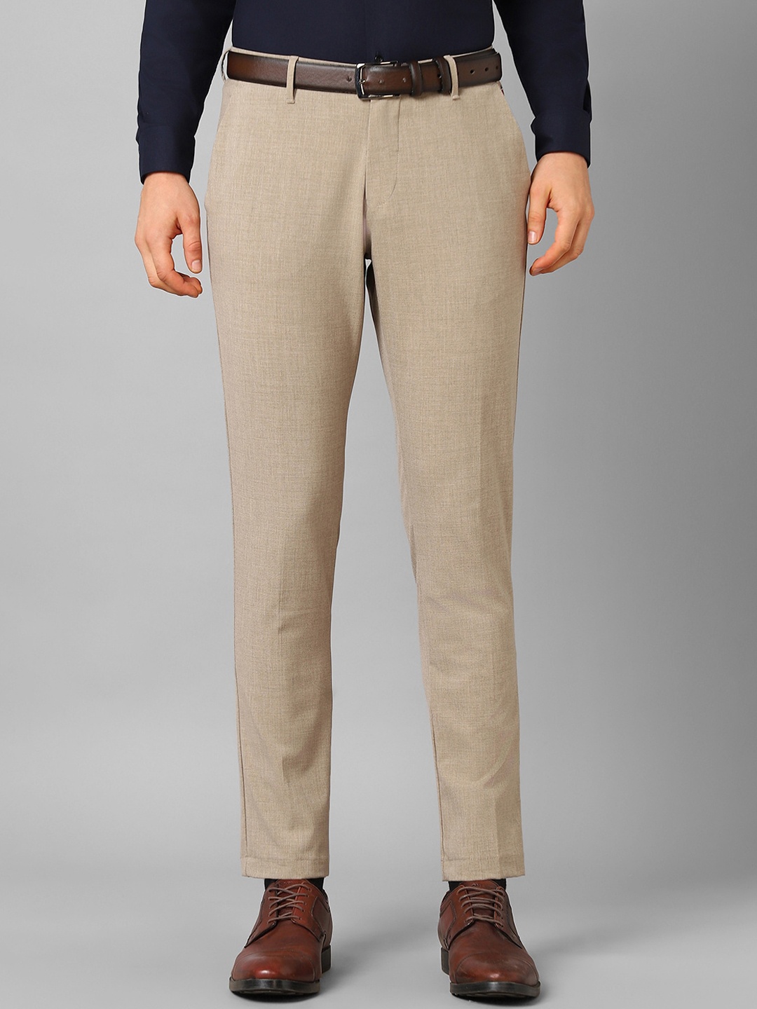 

Louis Philippe Sport Men Textured Slim Fit Formal Trousers, Beige