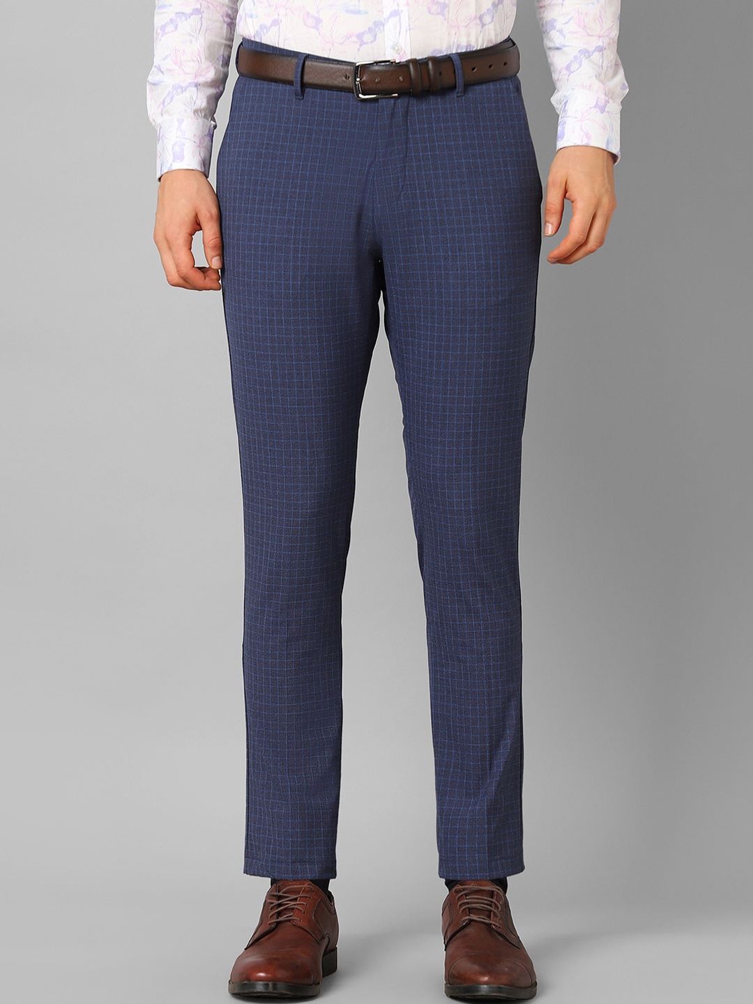 

Louis Philippe Sport Men Navy Blue Striped Slim Fit Trousers