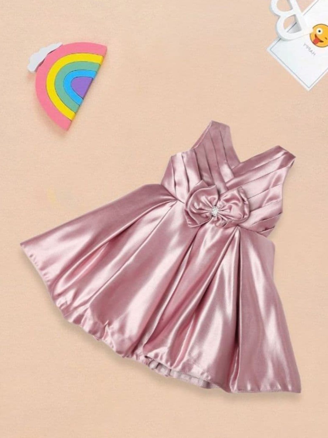 

MeeMee Girls Solid Embellished Fit & Flare Party Dress, Pink