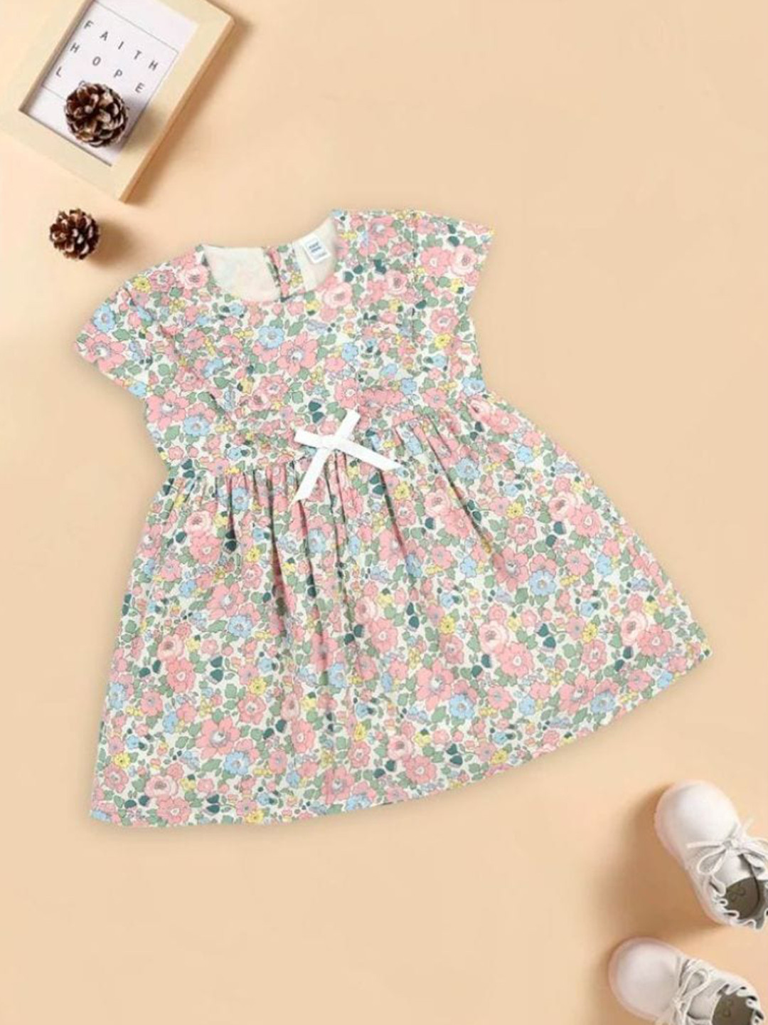

MeeMee Girls Floral Printed Fit & Flare Dress, Pink