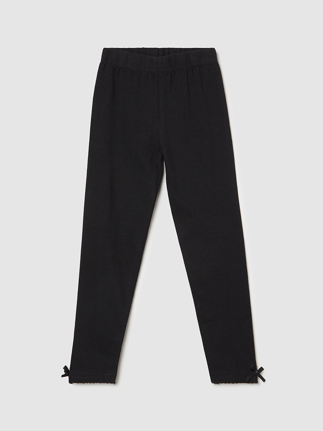 

max Girls Ankle Length Cotton Leggings, Black