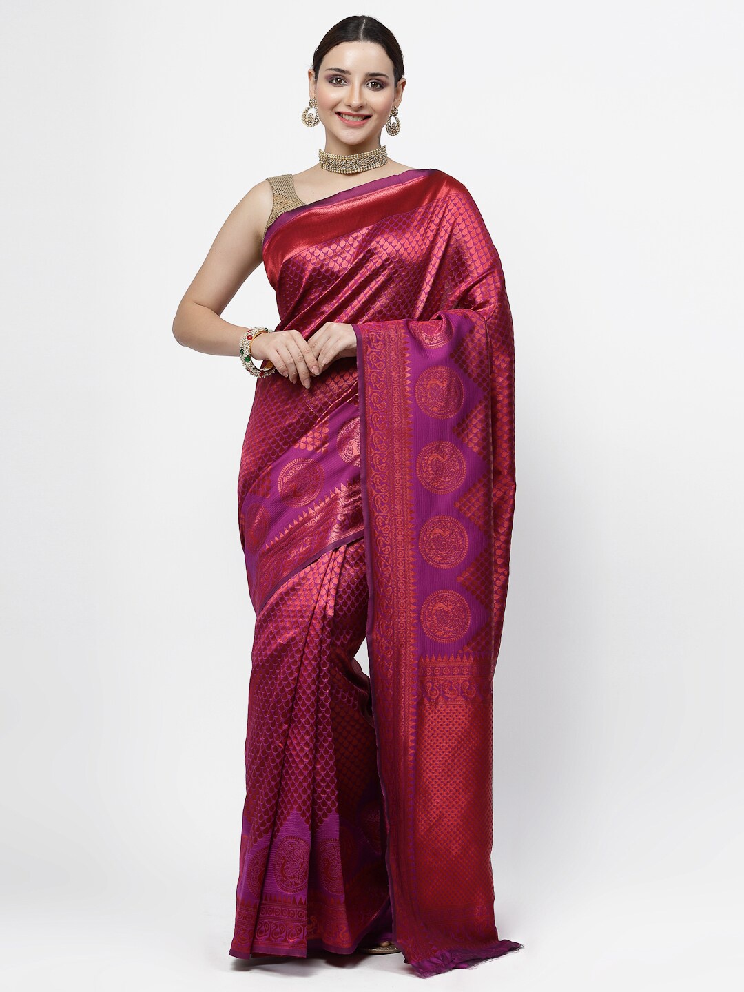 

KALINI Woven Design Zari Banarasi Saree, Pink