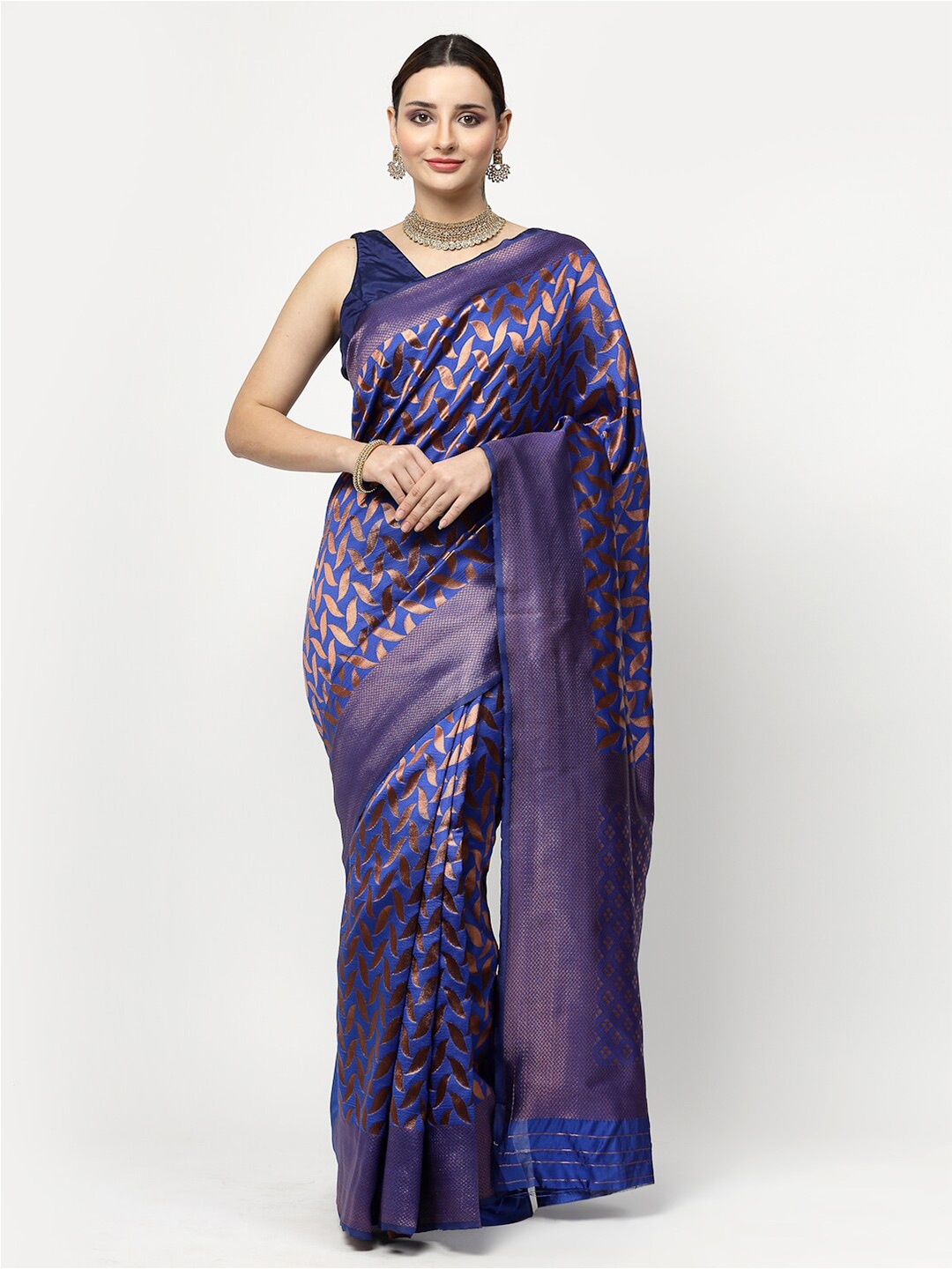 

KALINI Ethnic Motif Woven Design Zari Banarasi Saree, Blue