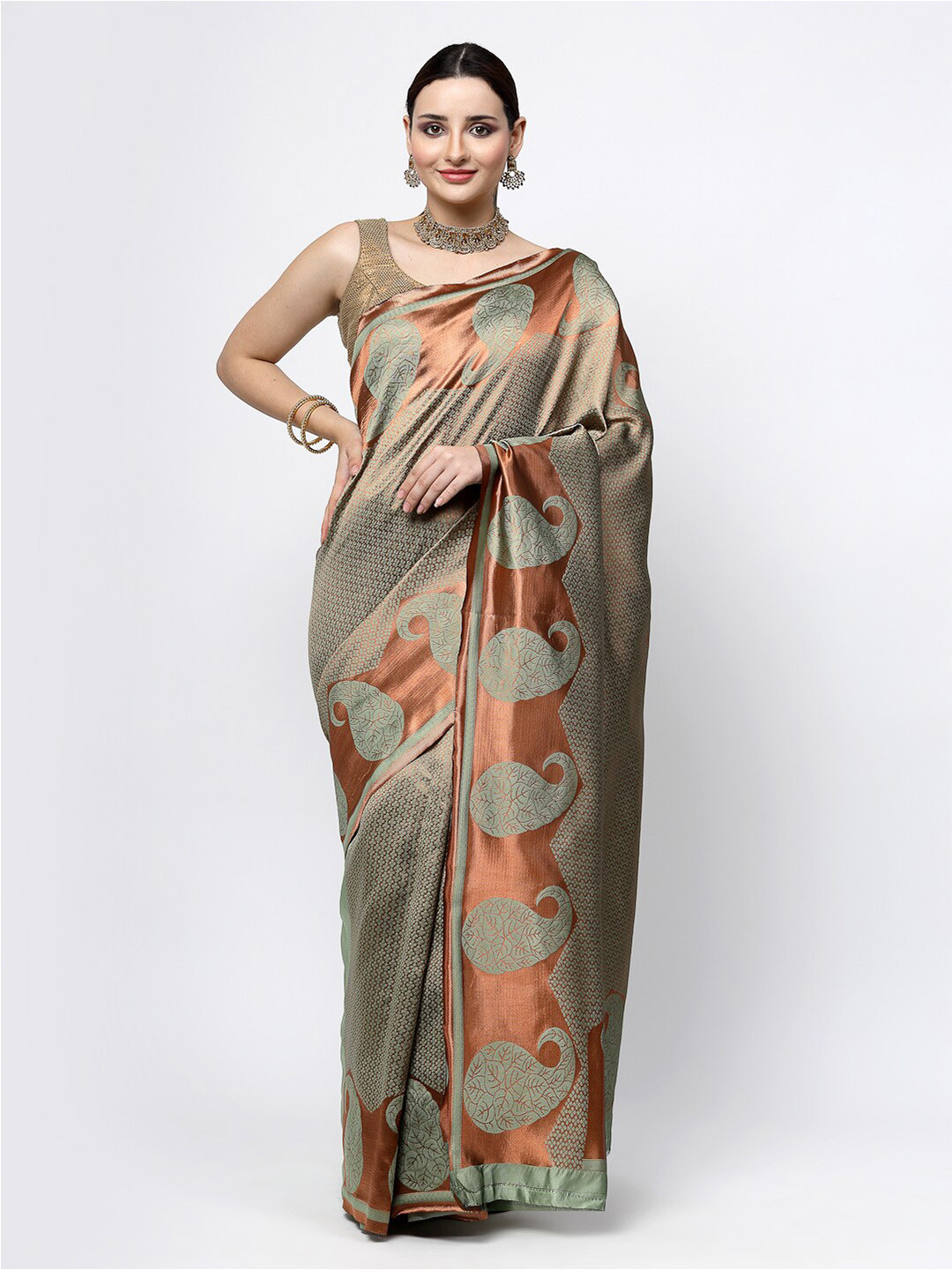

KALINI Woven Design Zari Banarasi Saree, Green