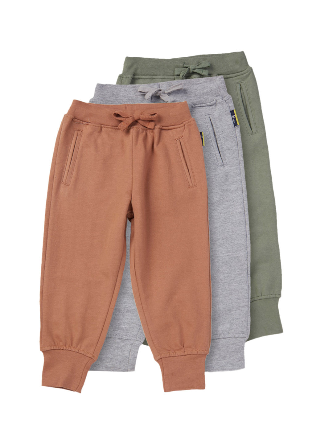 

Gini and Jony Boys Pack of 3 Solid Cotton Joggers, Brown