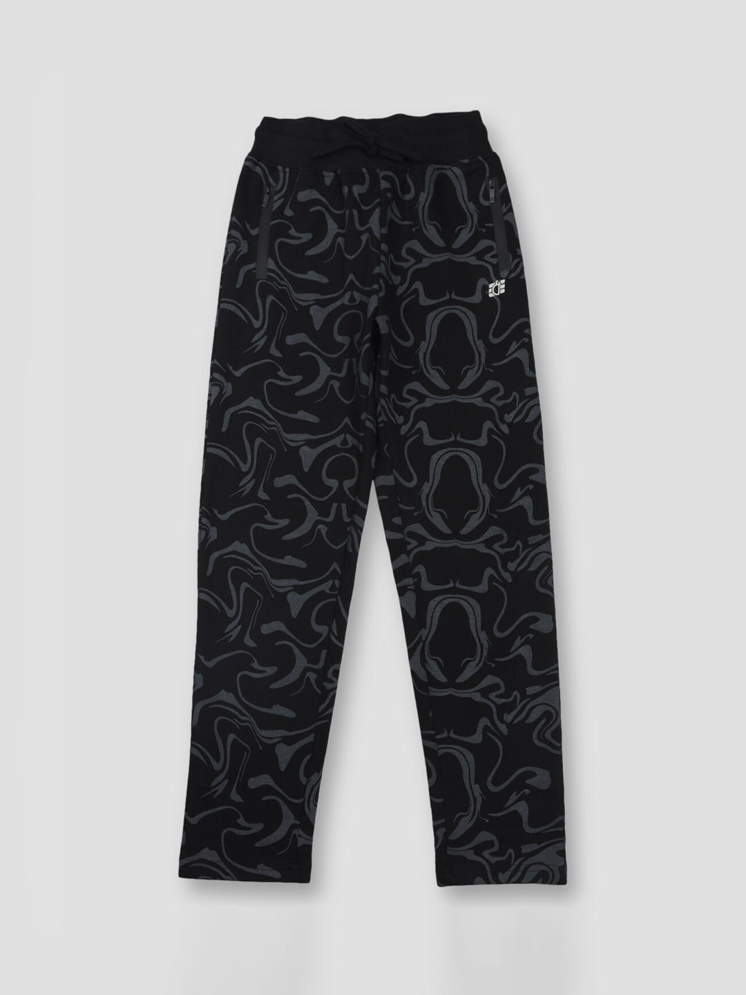 

Gini and Jony Boys Printed Mid-Rise Cotton Track Pants, Black