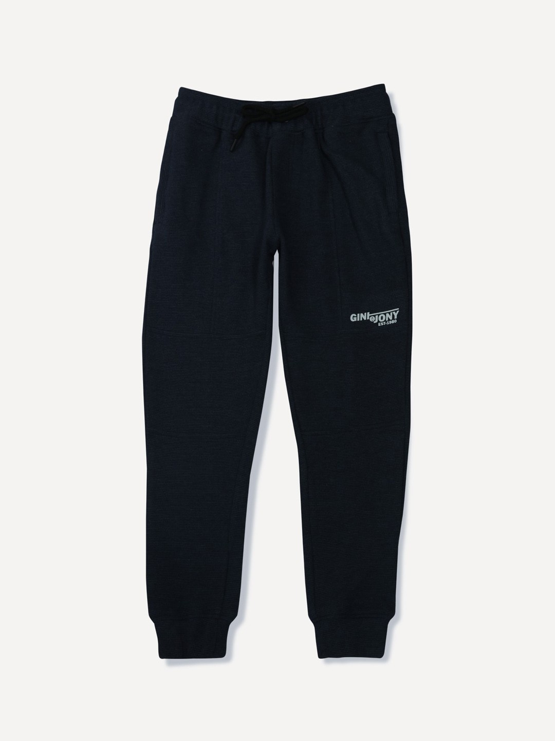 

Gini and Jony Boys Mid-Rise Cotton Joggers, Navy blue