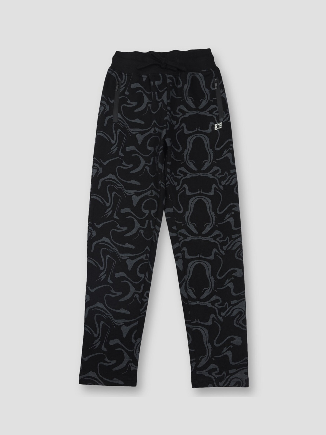 

Gini and Jony Boys Printed Regular-Fit Cotton Track Pants, Black