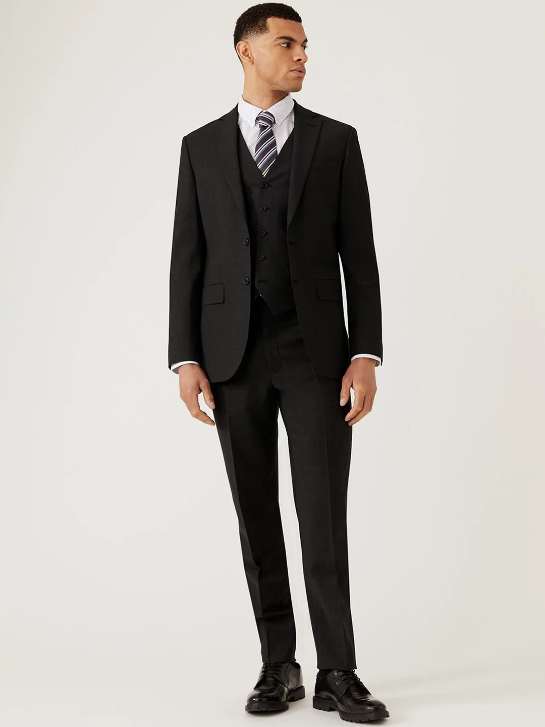 

Marks & Spencer Men Mid-Rise Formal Trousers, Charcoal